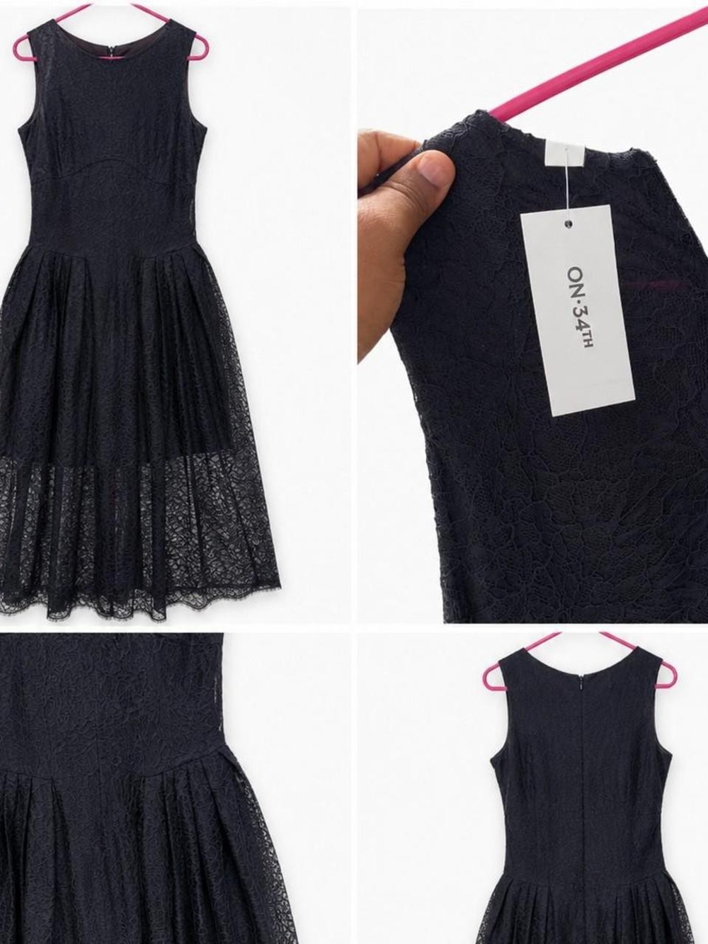 Black Lace Long-Sleeve Illusion Dress